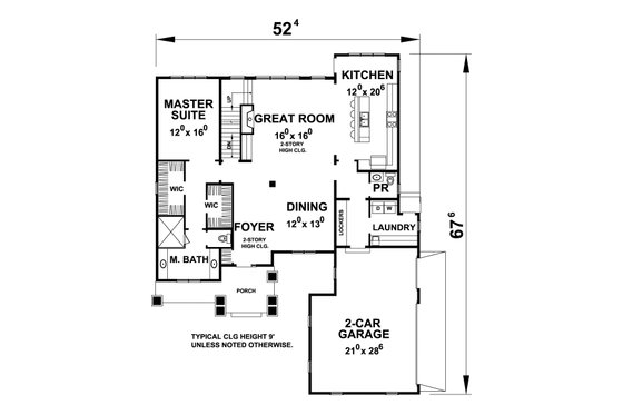 Floor Plan - Main Floor for Traditional House Plan #20-2287 - 4 bed, 2.5 bath