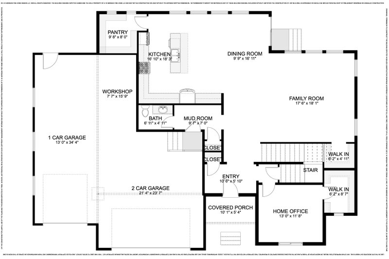 Architectural House Design - Floor Plan - Main Floor for Farmhouse House Plan #1060-245 - 3 bed, 2.5 bath