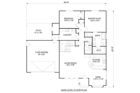 Floor Plan - Main Floor for Traditional House Plan #116-280 - 2 bed, 2 bath