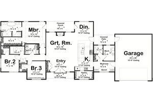 Floor Plan - Main Floor for Farmhouse House Plan #455-735 - 3 bed, 2.5 bath
