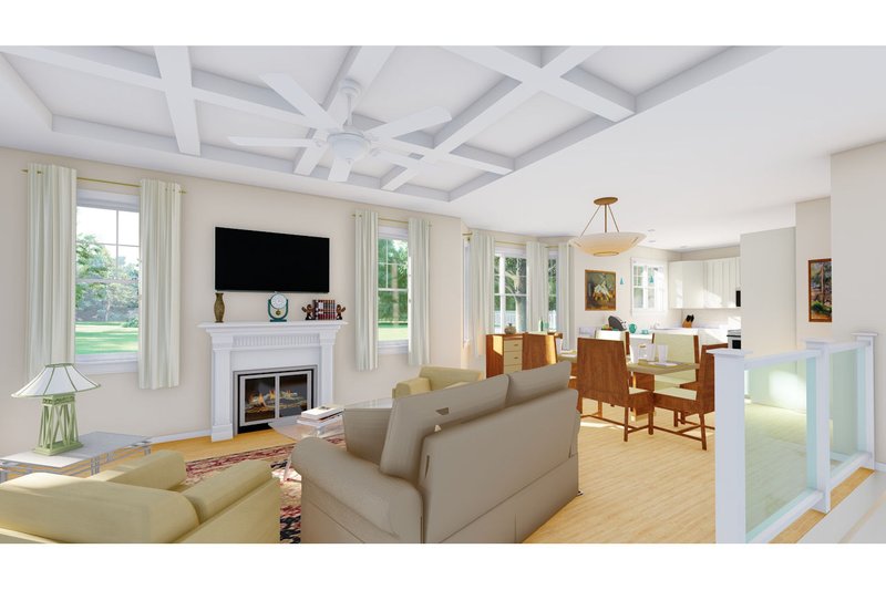 Dream House Plan - Interior - Family Room for Farmhouse House Plan #126-242 - 3 bed, 2 bath
