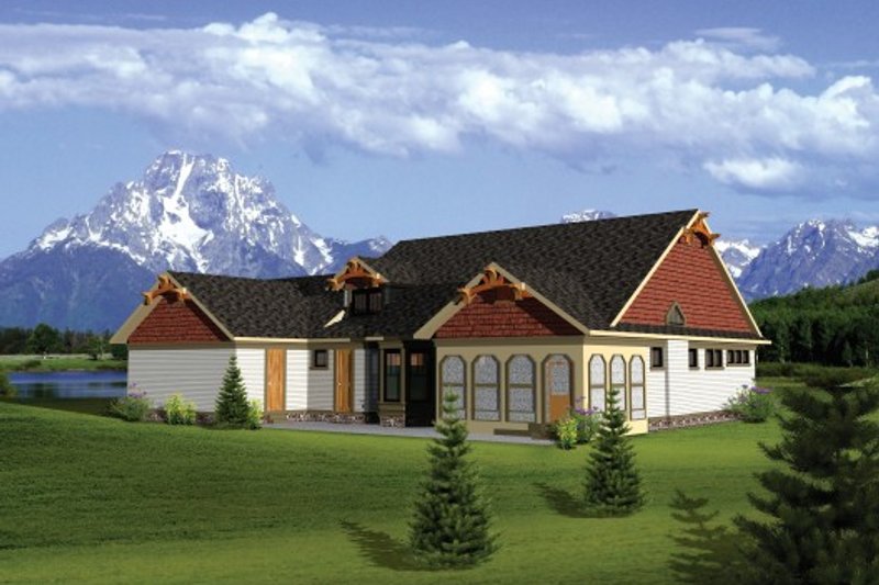 Architectural House Design - Exterior - Rear Elevation for Craftsman House Plan #70-1106 - 4 bed, 3.5 bath