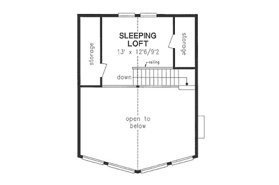 Floor Plan - Upper Floor for Cabin House Plan #18-4501 - 2 bed, 1 bath