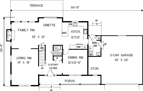 Home Plan - Traditional Floor Plan - Main Floor Plan #3-175