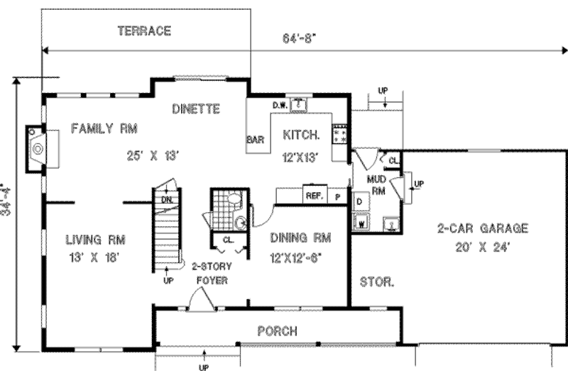 Home Plan - Floor Plan - Main Floor for Traditional House Plan #3-175 - 4 bed, 2.5 bath