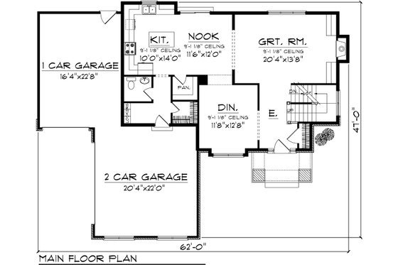 Floor Plan - Main Floor House Plan #70-1102 - 4 bed, 2.5 bath