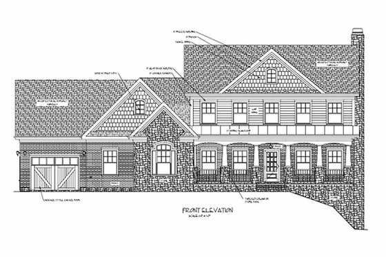 Exterior - Rear Elevation for Craftsman House Plan #56-587 - 4 bed, 4.5 bath