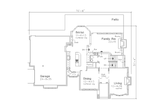 Floor Plan - Main Floor for Traditional House Plan #320-458 - 4 bed, 2.5 bath