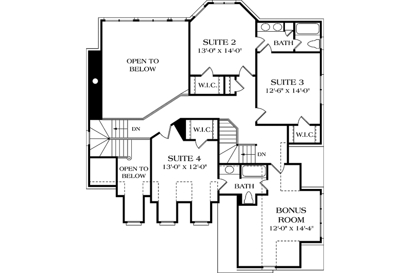 Architectural House Design - Floor Plan - Upper Floor for Country House Plan #453-555 - 4 bed, 3.5 bath