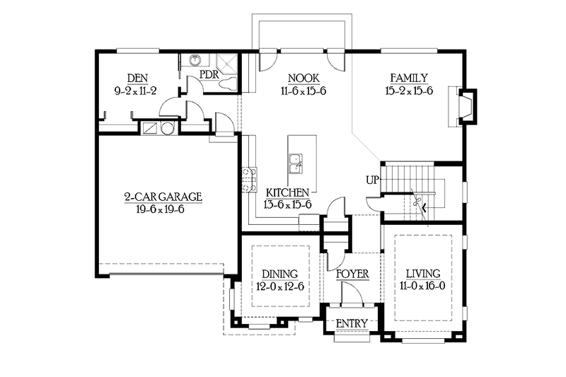 Home Plan - Floor Plan - Main Floor for Craftsman House Plan #132-418 - 4 bed, 3 bath