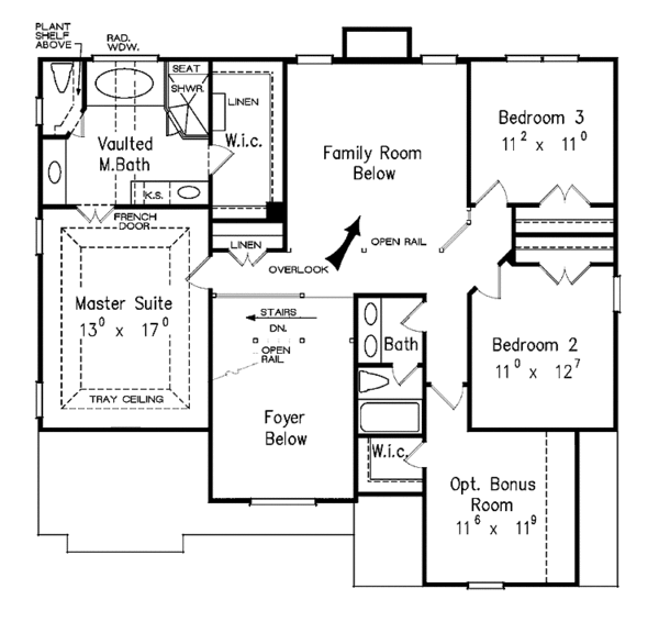 House Design - Traditional Floor Plan - Upper Floor Plan #927-100