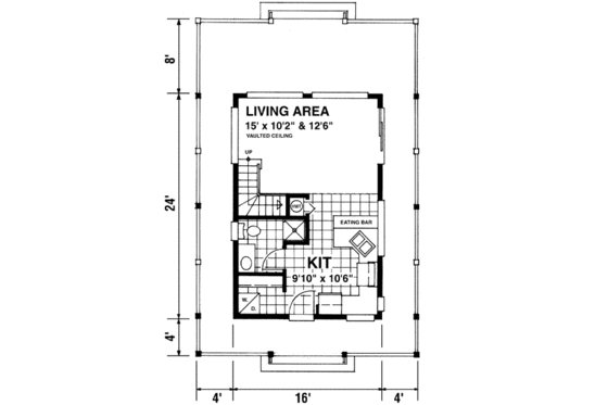 Floor Plan - Main Floor for Contemporary House Plan #118-105 - 1 bed, 1 bath