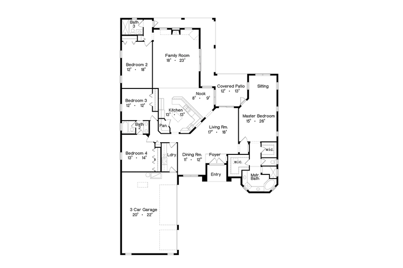 Dream House Plan - Floor Plan - Main Floor for Mediterranean House Plan #417-810 - 4 bed, 3 bath