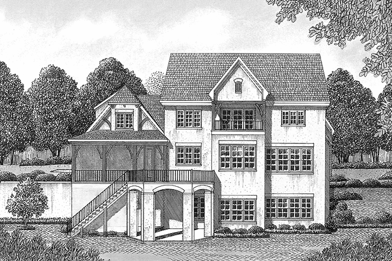 Home Plan - Exterior - Rear Elevation for Country House Plan #453-166 - 4 bed, 4.5 bath