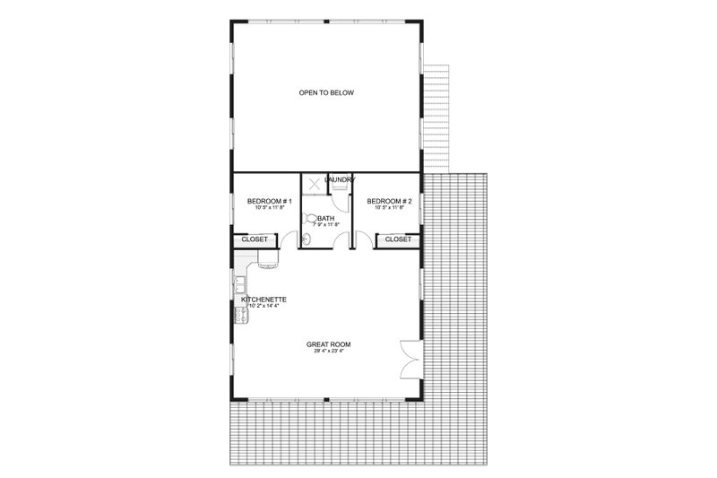 House Design - Floor Plan - Upper Floor for Barndominium House Plan #1060-95 - 2 bed, 2 bath