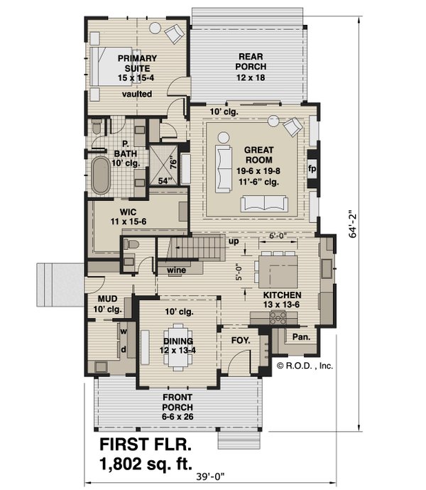 Farmhouse Floor Plan - Main Floor Plan #51-1282