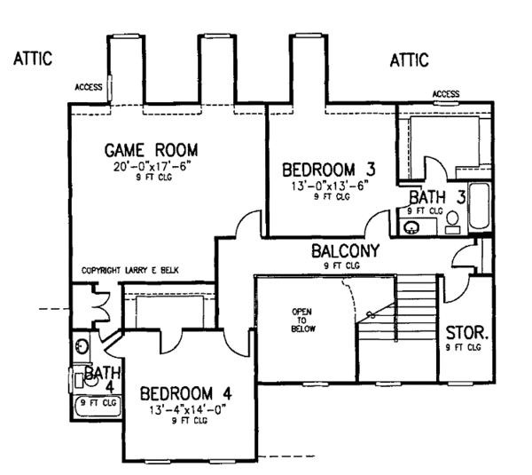 House Blueprint - Country Floor Plan - Upper Floor Plan #952-231
