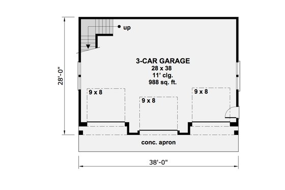 Floor Plan - Main Floor for Craftsman House Plan #51-582 - 1 bed, 1 bath