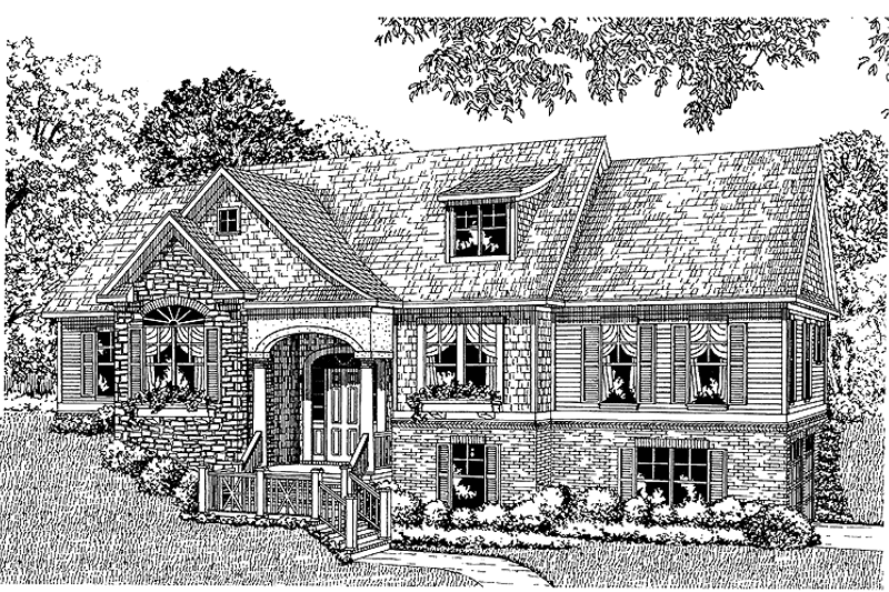 Home Plan - Exterior - Front Elevation 3 for Contemporary House Plan #17-2798 - 4 bed, 2.5 bath