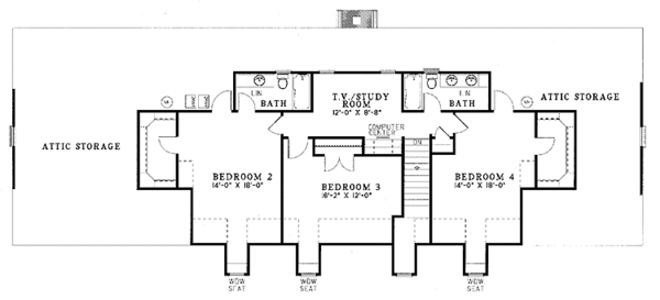 Architectural House Design - Colonial Floor Plan - Upper Floor Plan #17-3182