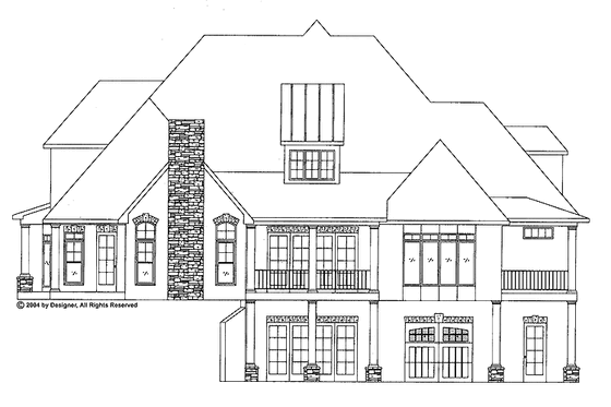 Exterior - Rear Elevation 1 for European House Plan #437-66 - 4 bed, 4.5 bath