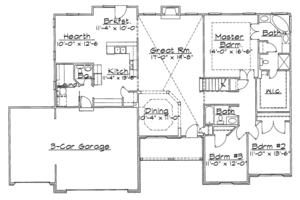 Floor Plan - Main Floor for Traditional House Plan #31-127 - 4 bed, 3.5 bath