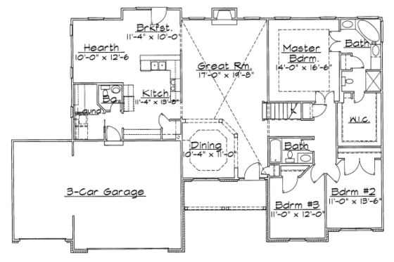 Floor Plan - Main Floor for Traditional House Plan #31-127 - 4 bed, 3.5 bath