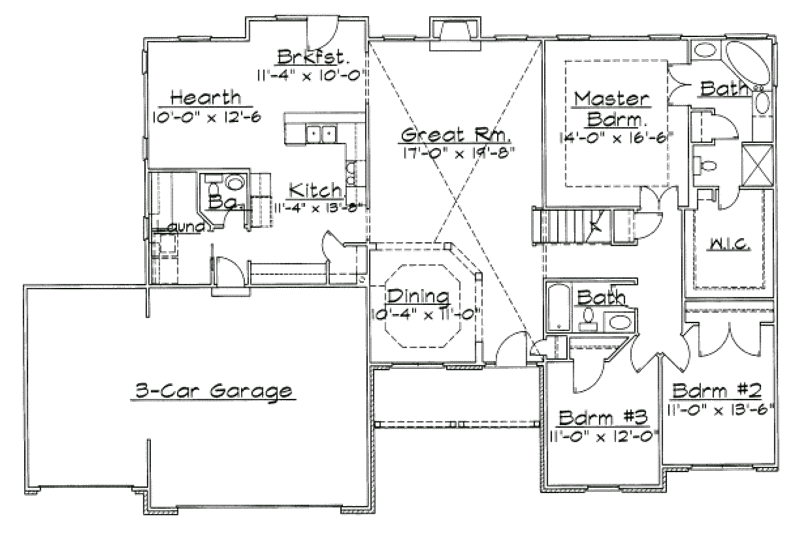 Home Plan - Floor Plan - Main Floor for Traditional House Plan #31-127 - 4 bed, 3.5 bath