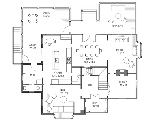 Dream House Plan - Farmhouse Floor Plan - Main Floor Plan #1079-5