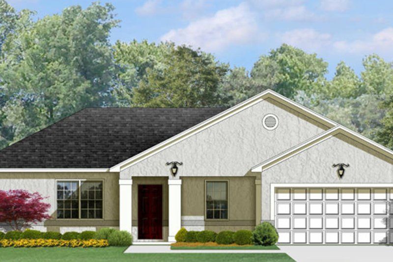 Home Plan - Exterior - Front Elevation 4 for Mediterranean House Plan #1058-92 - 3 bed, 2 bath