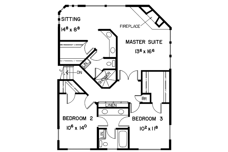Home Plan - Floor Plan - Upper Floor for Prairie House Plan #60-931 - 3 bed, 3 bath