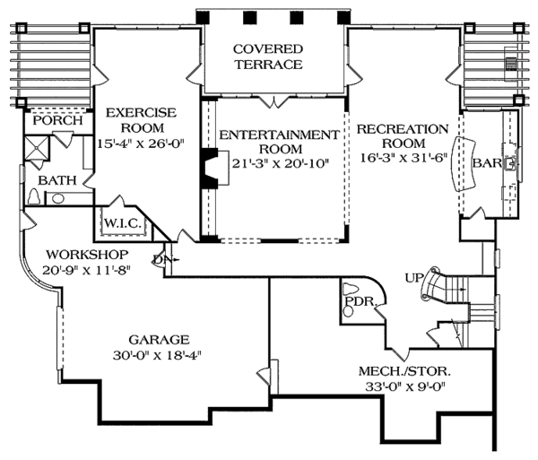 Architectural House Design - Craftsman Floor Plan - Lower Floor Plan #453-382