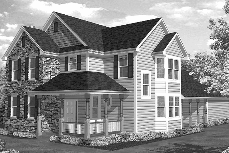 Home Plan - Exterior - Front Elevation 3 for Country House Plan #320-842 - 3 bed, 2.5 bath