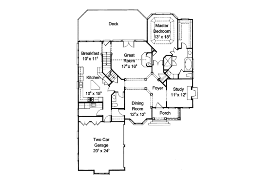 Floor Plan - Main Floor for European House Plan #429-22 - 4 bed, 3.5 bath