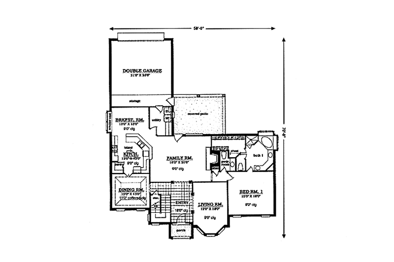 Home Plan - Floor Plan - Main Floor for European House Plan #42-681 - 3 bed, 2.5 bath