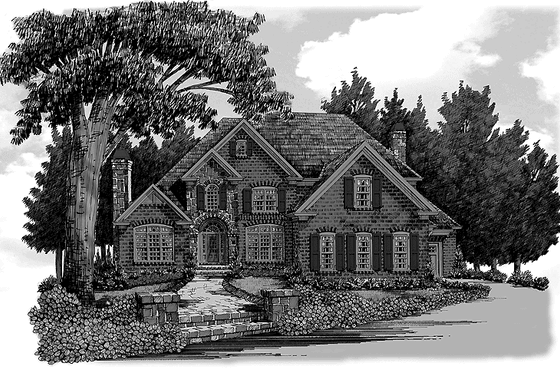 Exterior - Front Elevation 3 for European House Plan #927-359 - 4 bed, 3.5 bath
