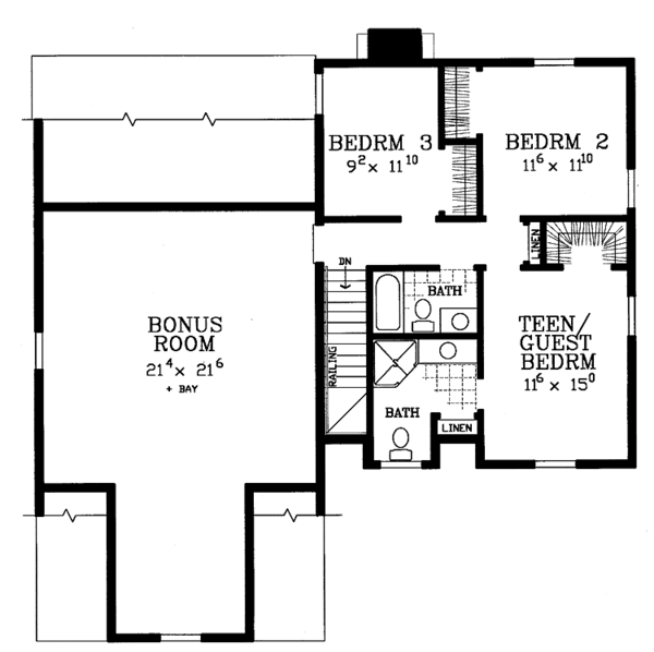 Architectural House Design - Colonial Floor Plan - Upper Floor Plan #72-1117