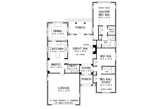 Floor Plan - Main Floor for Ranch House Plan #929-581 - 3 bed, 2 bath