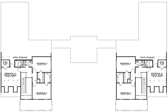 Floor Plan - Upper Floor for Traditional House Plan #17-2213 - 4 bed, 2.5 bath