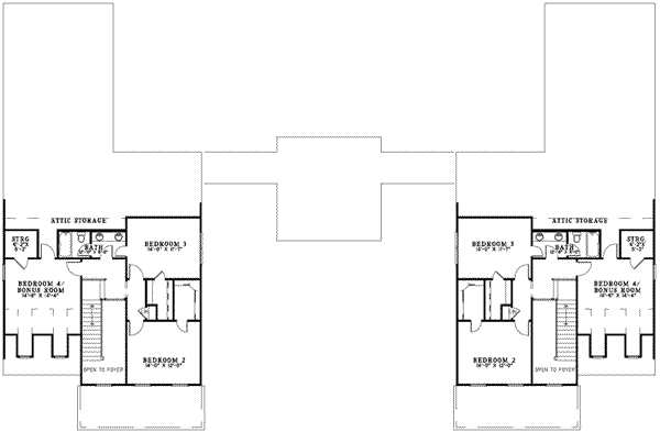 House Blueprint - Traditional Floor Plan - Upper Floor Plan #17-2213