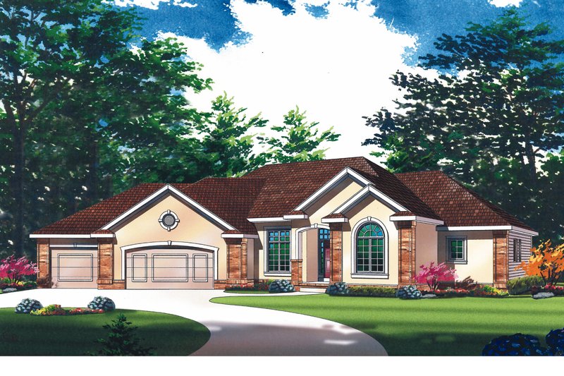 Dream House Plan - Exterior - Front Elevation 3 for European House Plan #20-1282 - 3 bed, 2.5 bath