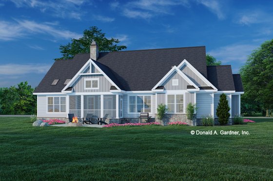 Exterior - Rear Elevation for Farmhouse House Plan #929-1183 - 4 bed, 3 bath