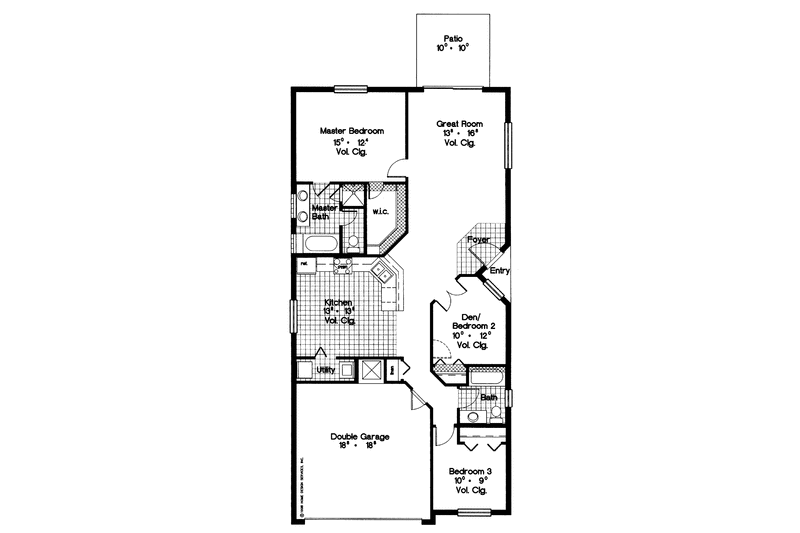 House Blueprint - Floor Plan - Main Floor for Mediterranean House Plan #417-677 - 3 bed, 2.5 bath