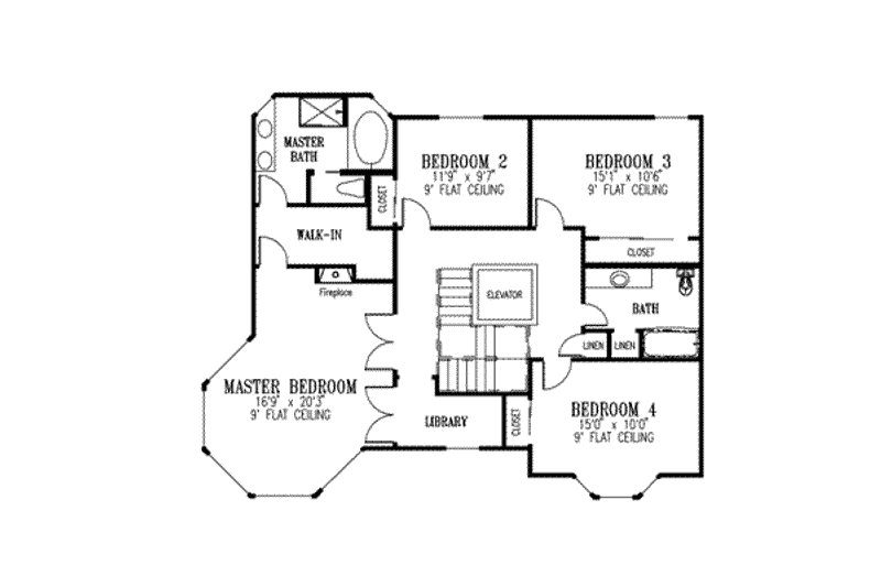 House Design - Floor Plan - Upper Floor for Farmhouse House Plan #1-692 - 5 bed, 3 bath