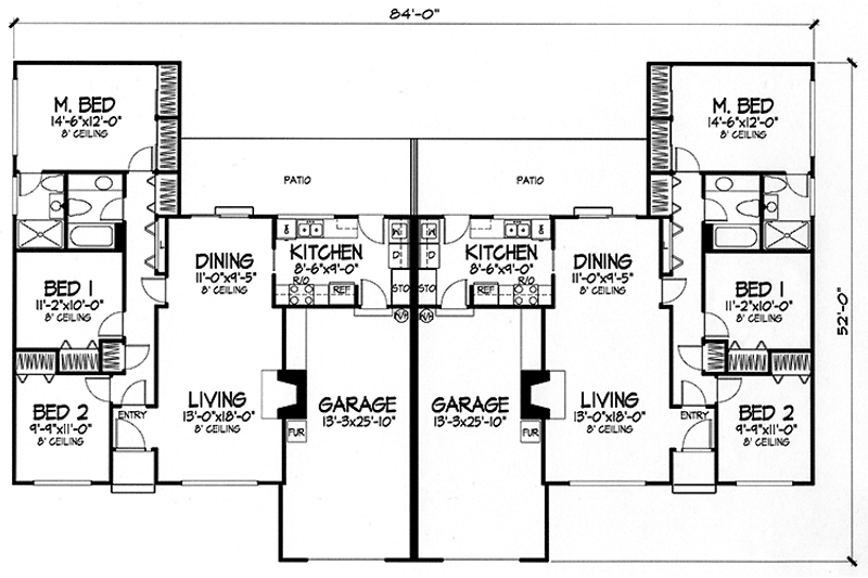 Dream House Plan - Floor Plan - Main Floor for Prairie House Plan #320-1246 - 2 bed, 1 bath