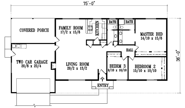 Adobe / Southwestern Floor Plan - Main Floor Plan #1-1309