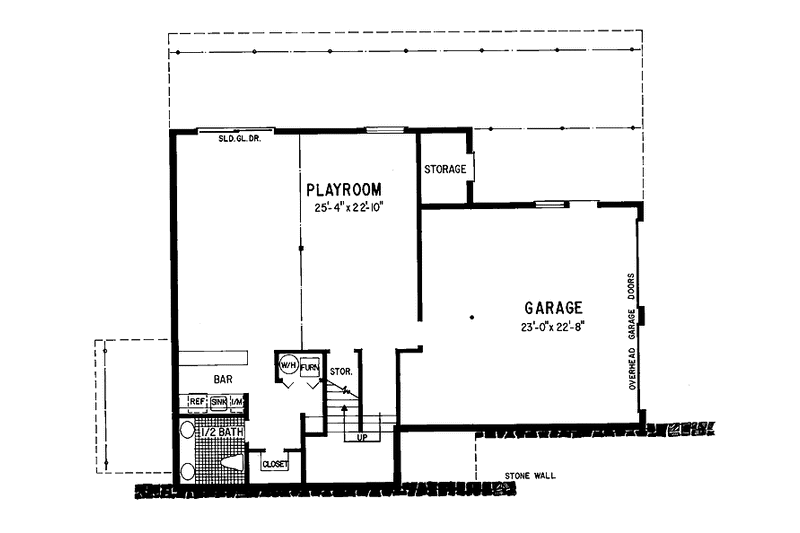 Architectural House Design - Floor Plan - Lower Floor for Contemporary House Plan #72-1062 - 3 bed, 2 bath