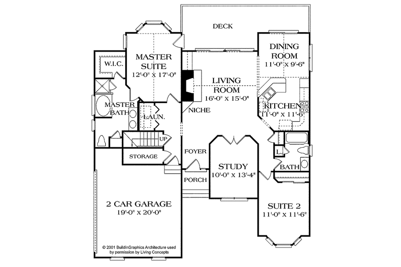 Home Plan - Floor Plan - Main Floor for Ranch House Plan #453-386 - 2 bed, 2 bath