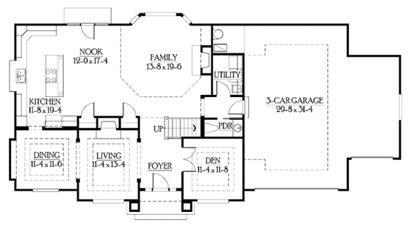 Home Plan - Craftsman Floor Plan - Main Floor Plan #132-324