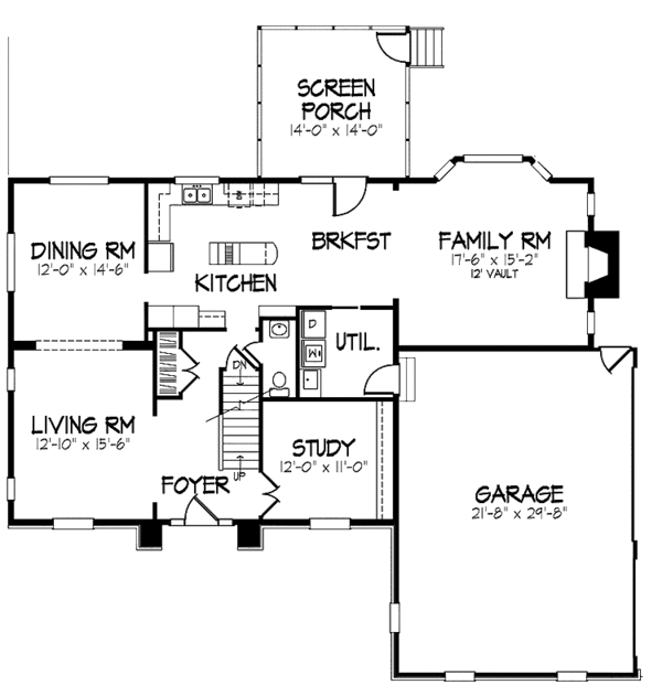 Architectural House Design - Colonial Floor Plan - Main Floor Plan #320-870